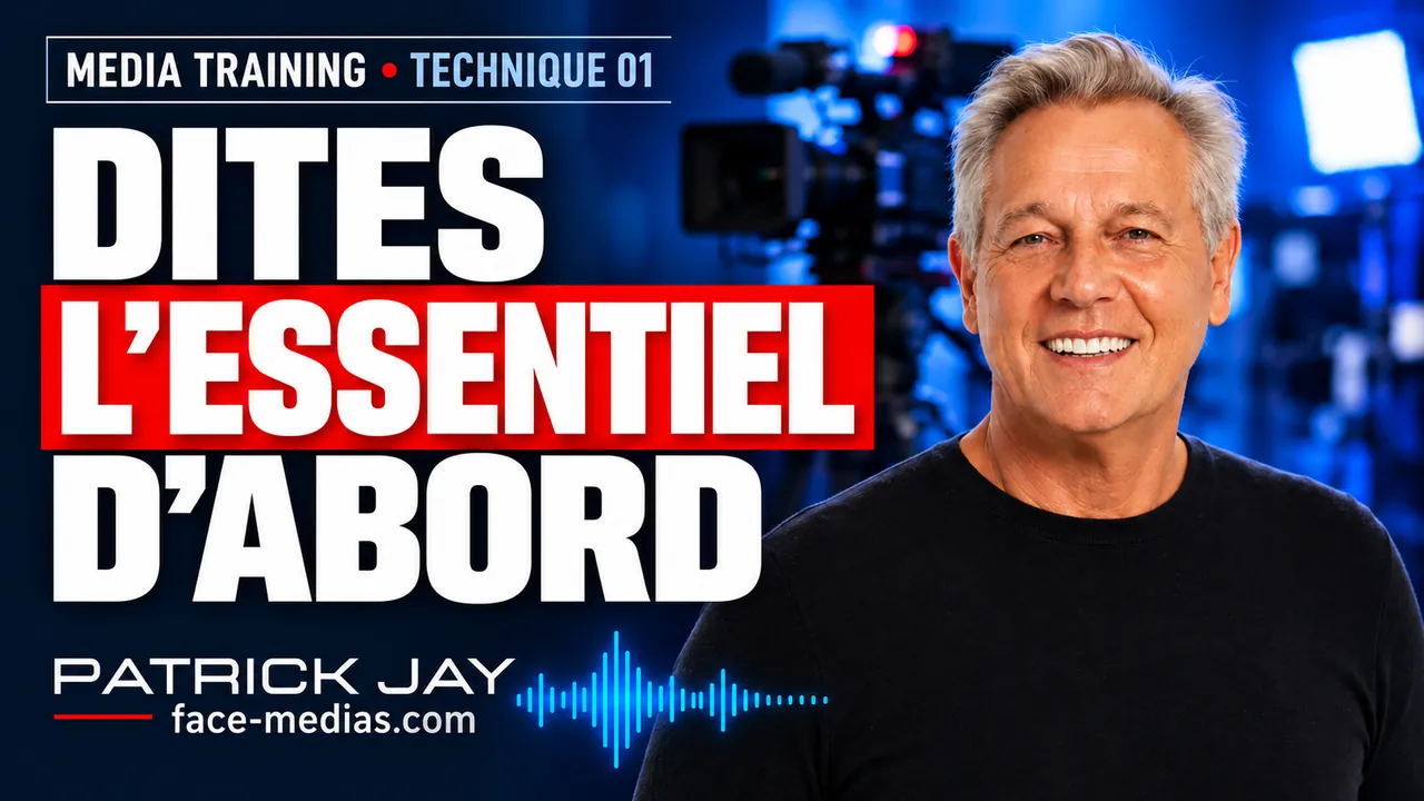 Miniature de la vidéo « Dites l’essentiel d’abord » — media training avec Patrick JAY