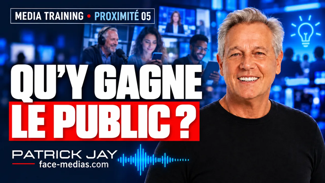 Miniature de la vidéo « Qu’y gagne le public ? » — media training avec Patrick JAY